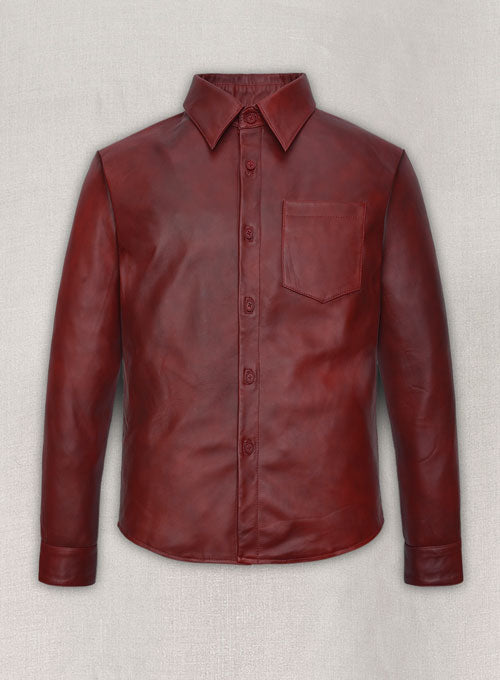 Spanish Red Classic Leather Shirt - LeatherCult