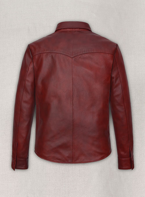 Spanish Red Classic Leather Shirt - LeatherCult