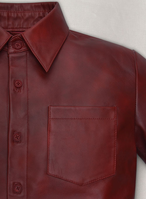 Spanish Red Classic Leather Shirt - LeatherCult
