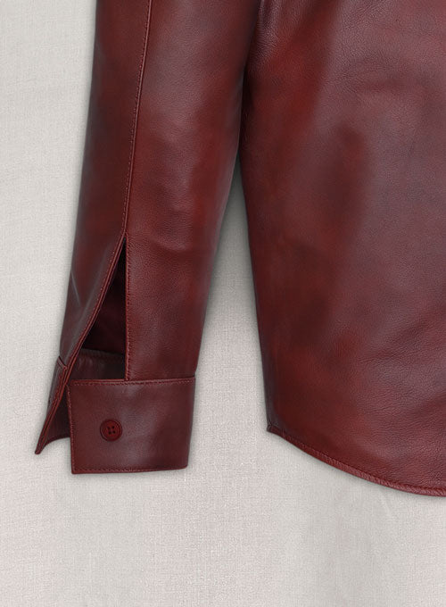 Spanish Red Classic Leather Shirt - LeatherCult