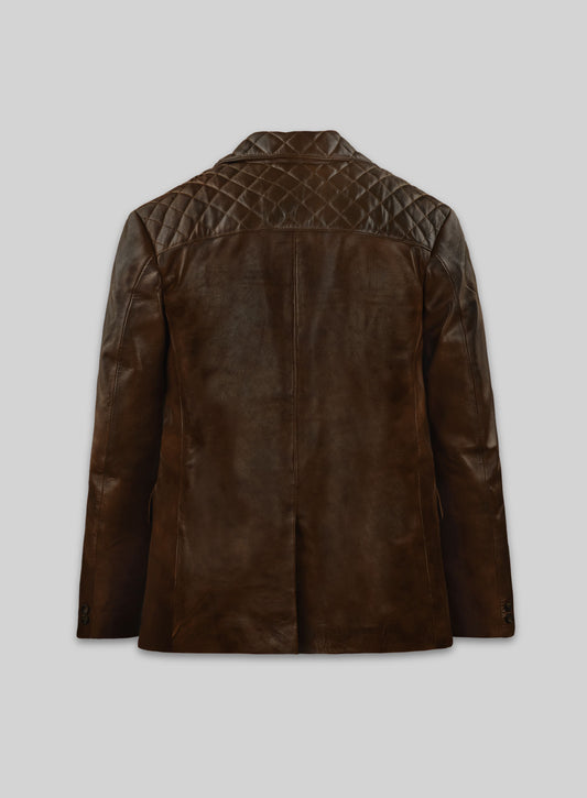 Spanish Brown Harper Leather Blazer -38 Regular