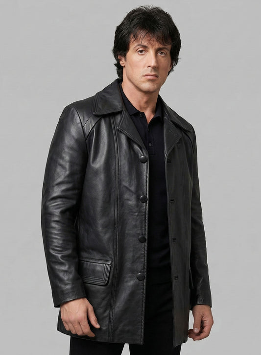 Sylvester Stallone Rocky 2 Leather Trench Coat
