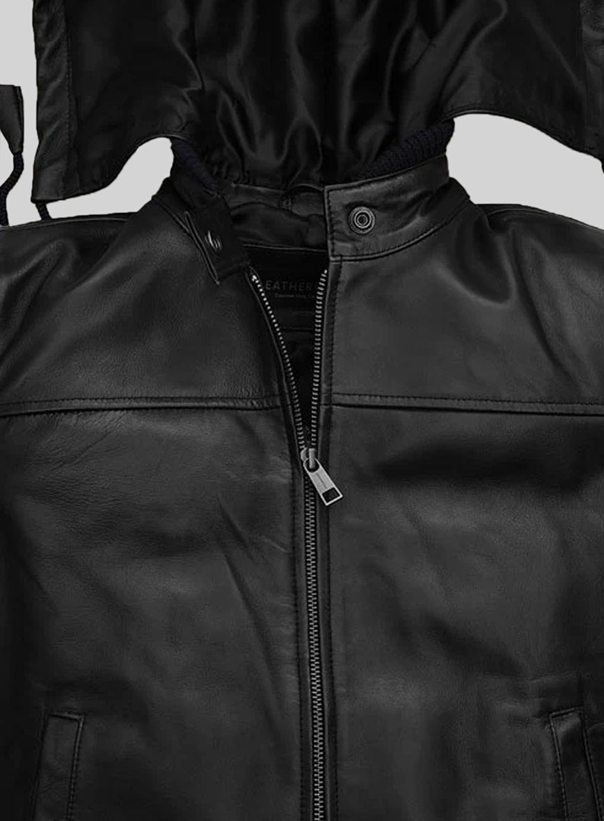 Symphony Detachable Hood Leather Jacket