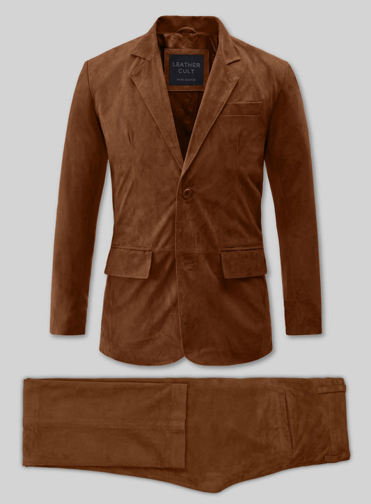 Tan Brown Suede Lambskin Leather Suit