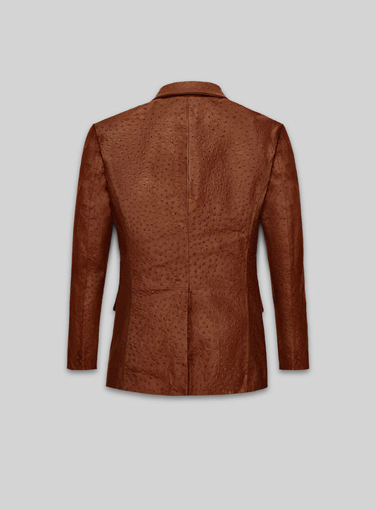 Tan Brown Ostrich Leather Blazer