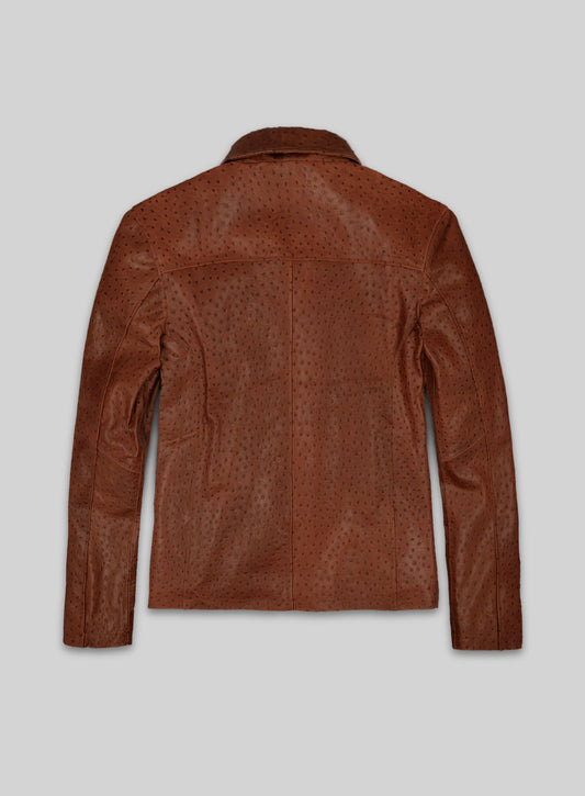 Tan Brown Ostrich Leather Hipster Jacket #2 - M