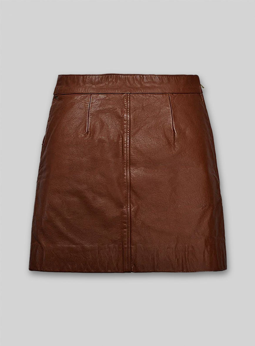 Tan Brown Washed and Wax Basic Leather Skirt # 153