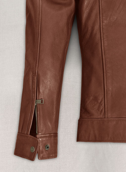 Tan Brown Washed & Wax Taylor Lautner Leather Jacket - LeatherCult