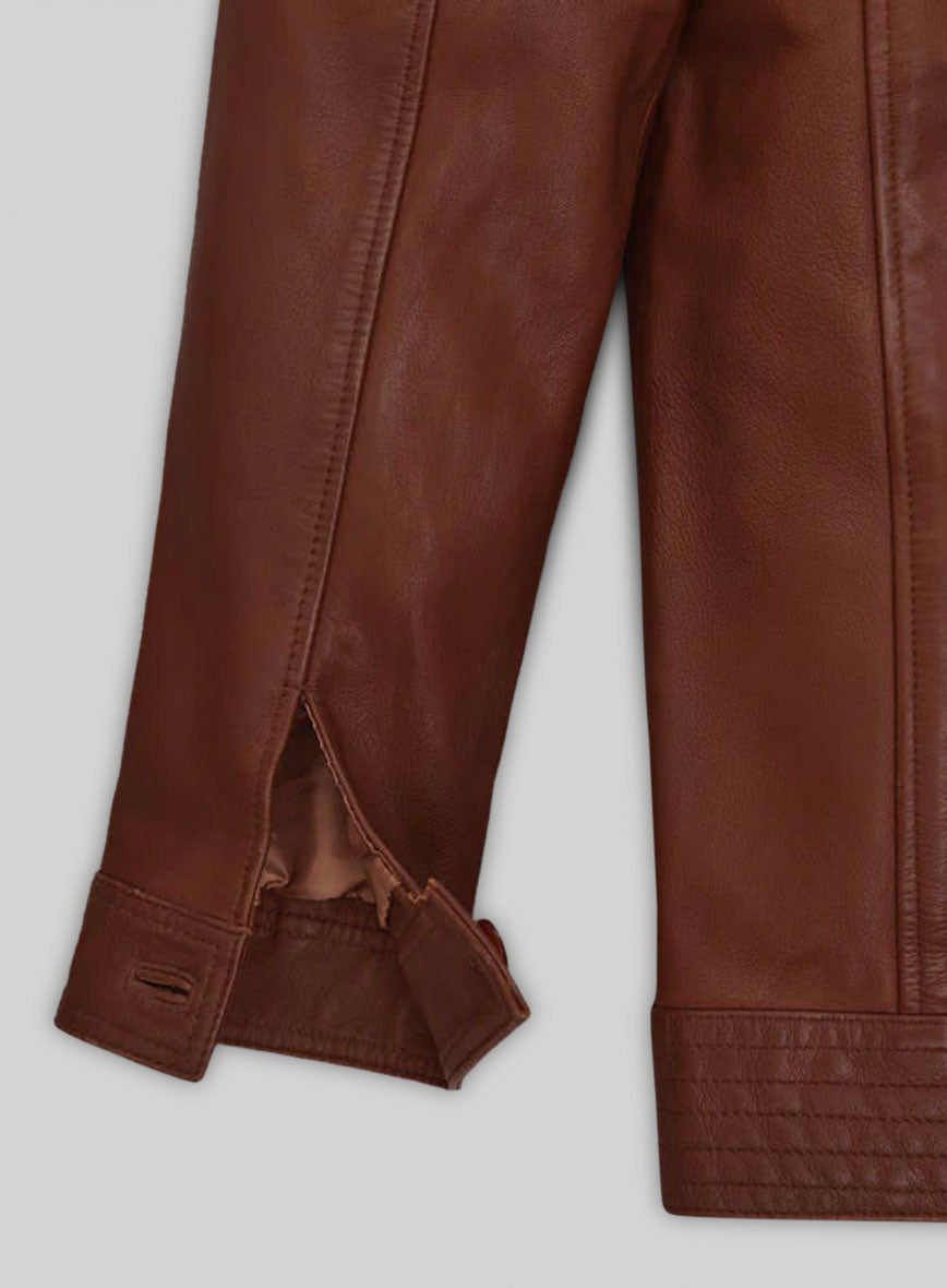 Tan Brown Washed and Wax Leather Jacket # 707