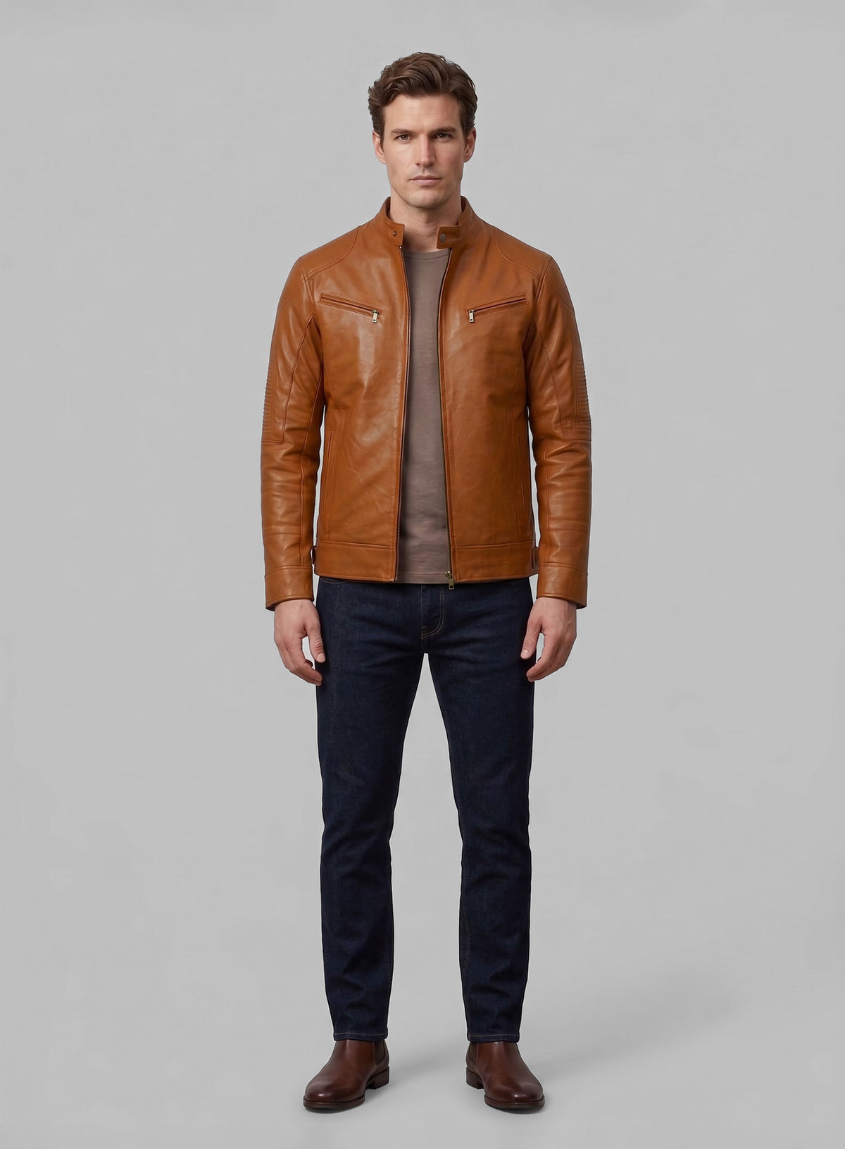 Terrain Brown Leather Jacket # 655