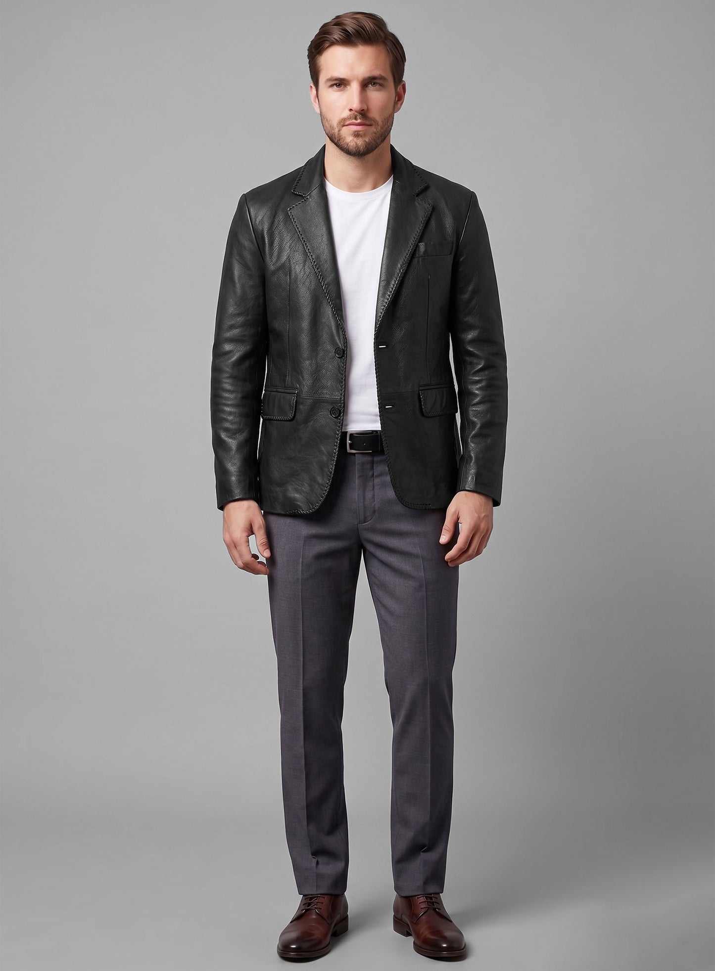 Thick Goat Black Washed & Wax Medieval Leather Blazer