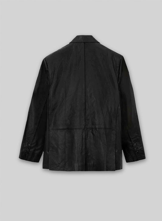 Thick Goat Black Leather Blazer - 44 Regular