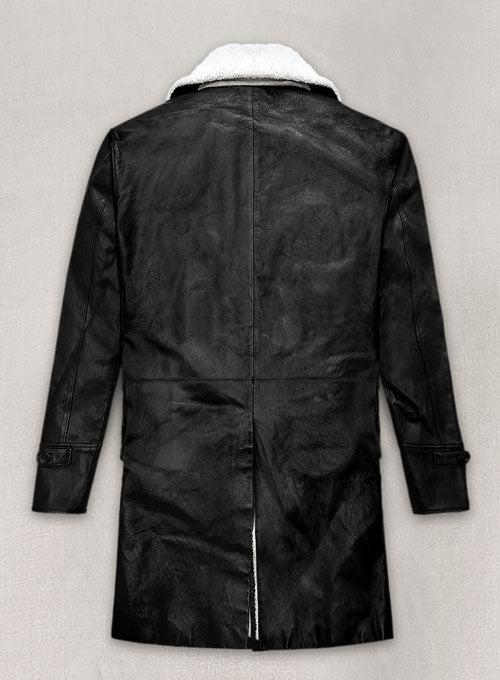 Thick Goat Black Washed & Wax Tom Hardy Leather Coat - LeatherCult