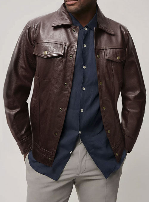 Thick Goat Brown Washed & Wax Tom Holland Leather Jacket - LeatherCult