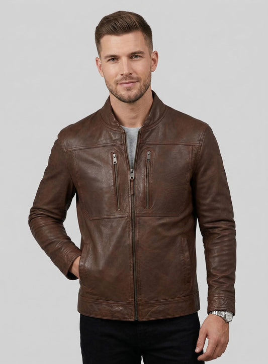 Thunder Storm Spanish Brown Biker Leather Jacket