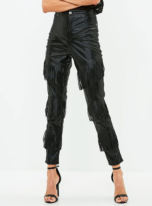 Tiered Fringe Leather Pants - LeatherCult