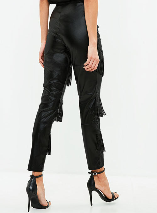 Tiered Fringe Leather Pants - LeatherCult