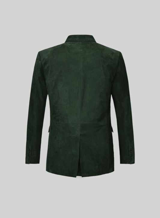 Timber Green Suede Double Breasted Blazer
