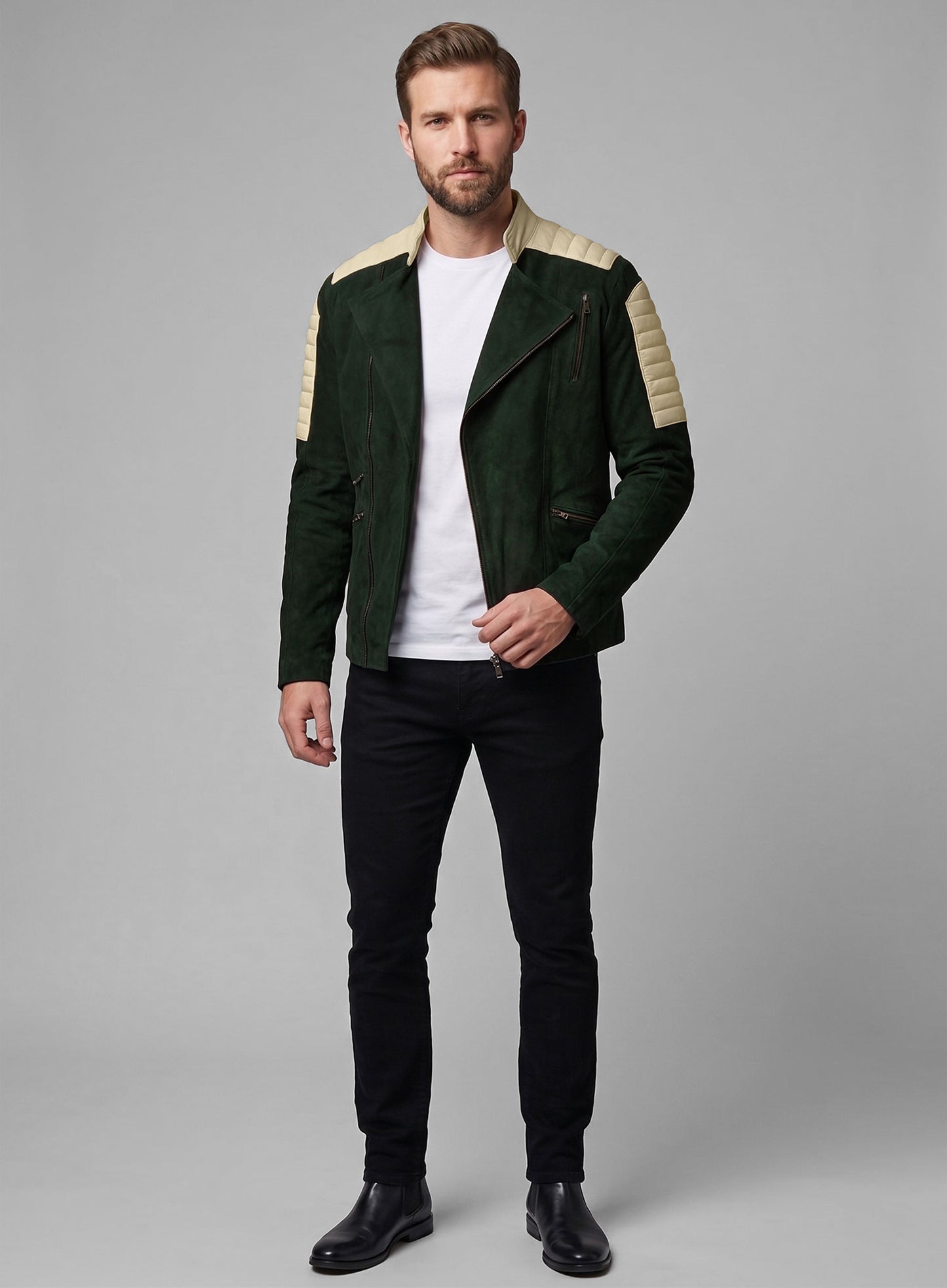 Timber Green Suede Leather Jacket # 647