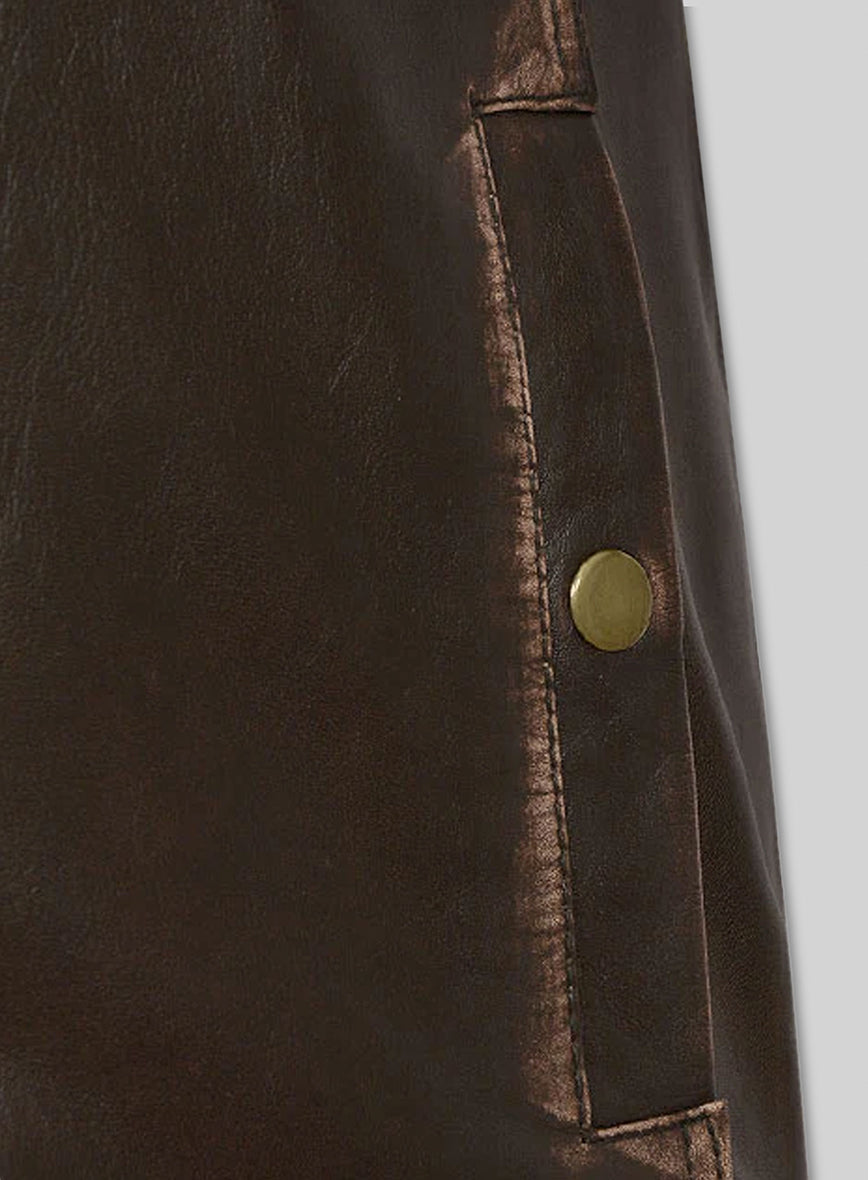 Tribal Rubbed Brown Leather Jacket