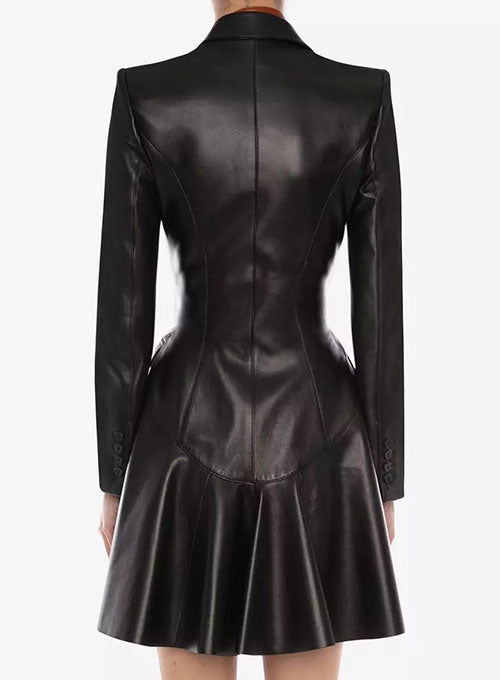 Turk Lapel Leather Trench Coat - LeatherCult