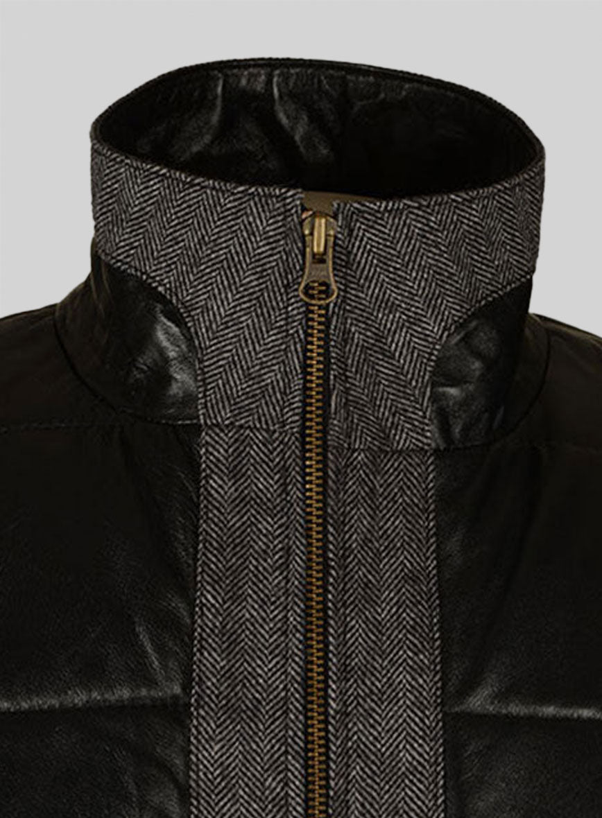 Gray Tweed Leather Combo Jacket # 643