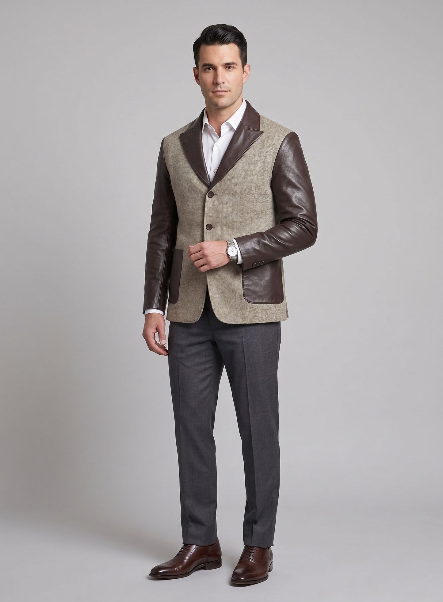 Tweed Leather Combo Blazer # 652