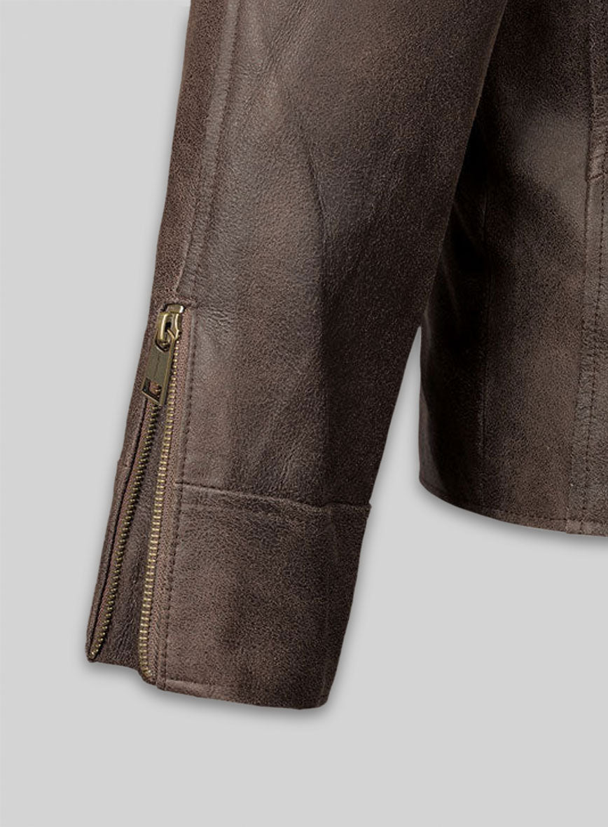 Vintage Gravel Brown Leather Cycle Jacket #3