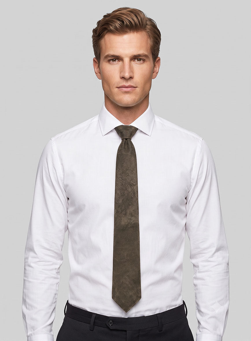 Vintage Gravel Brown Leather Tie