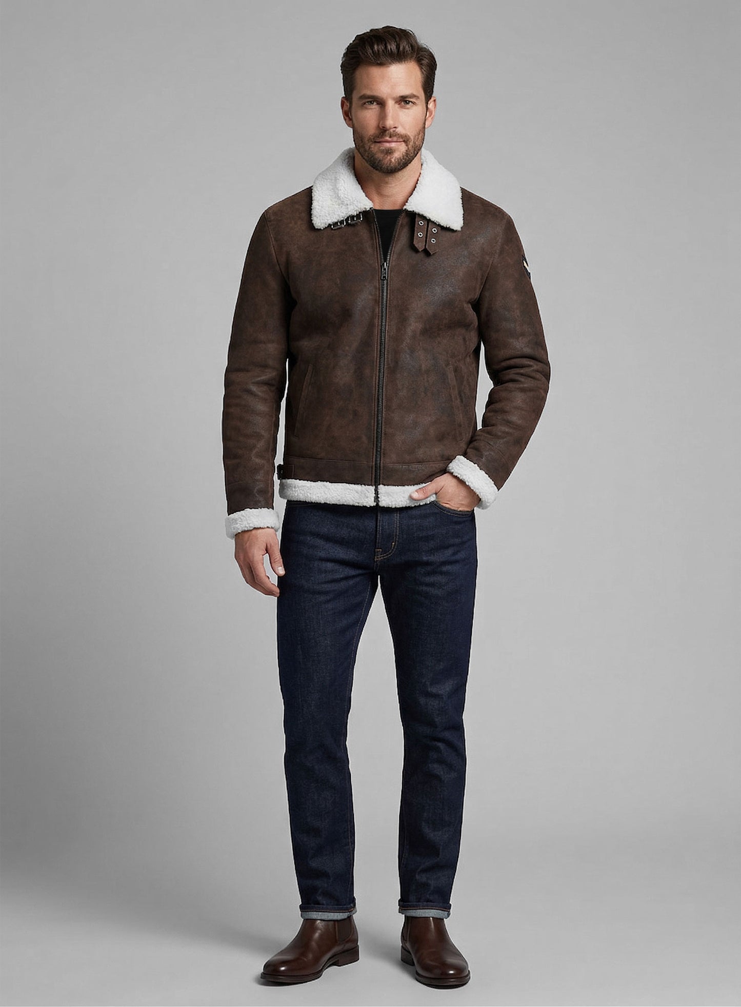 Vintage Brown Aviator Leather Jacket