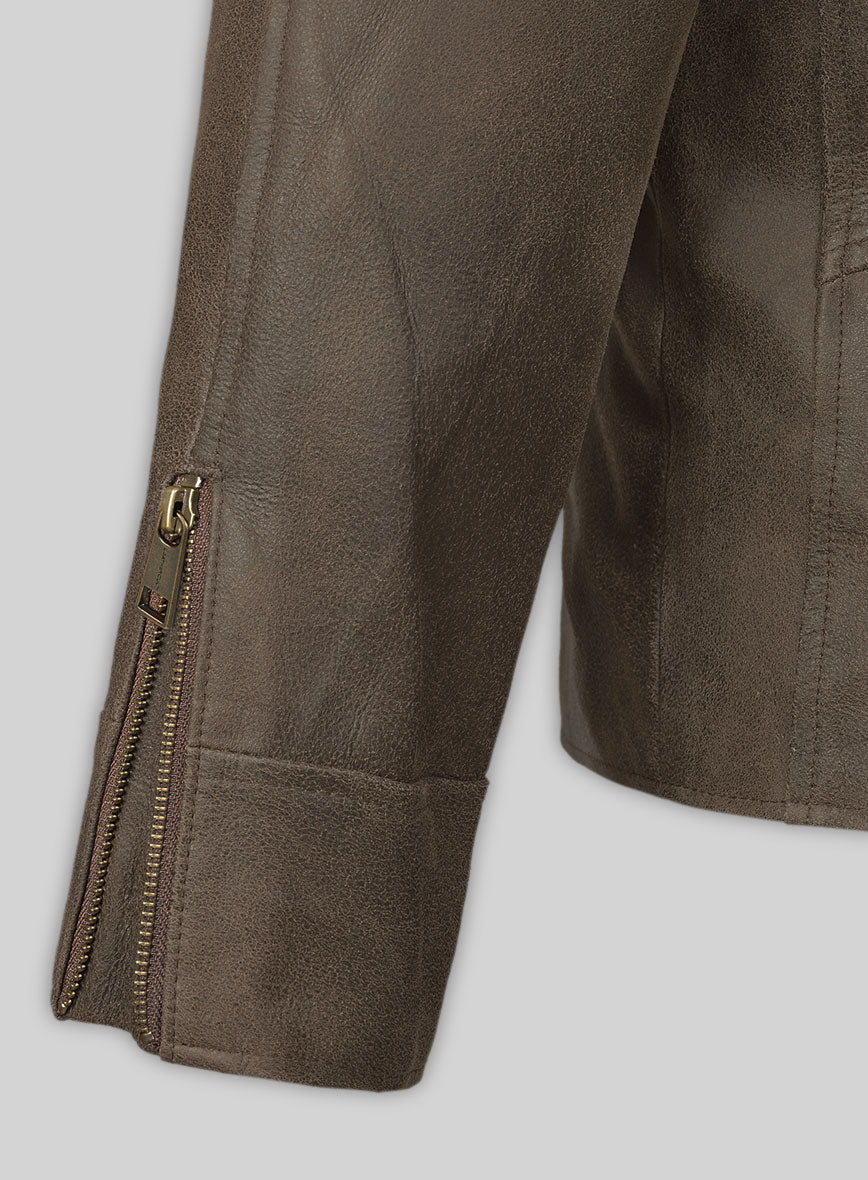 Vintage Gravel Brown Leather Cycle Jacket #3