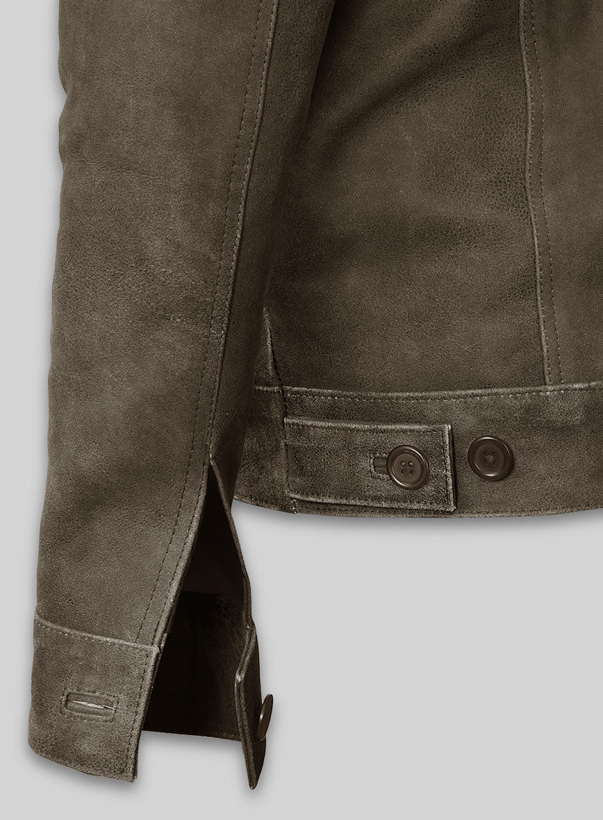 Vintage Gravel Brown Ryan Reynolds Leather Jacket #3