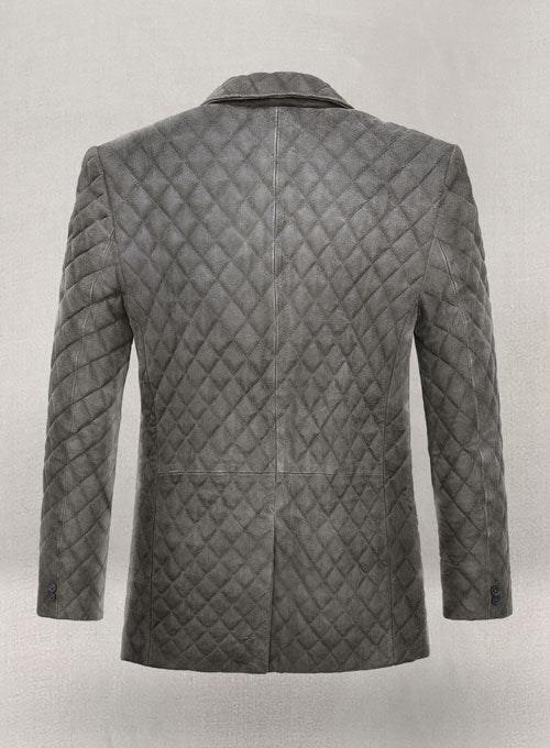 Vintage Dirty Gray Bocelli Quilted Leather Blazer - LeatherCult