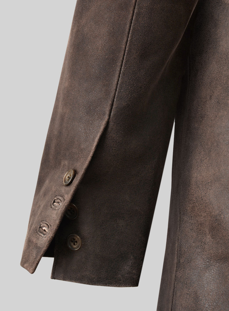 Vintage Brown Grain Medieval Leather Blazer