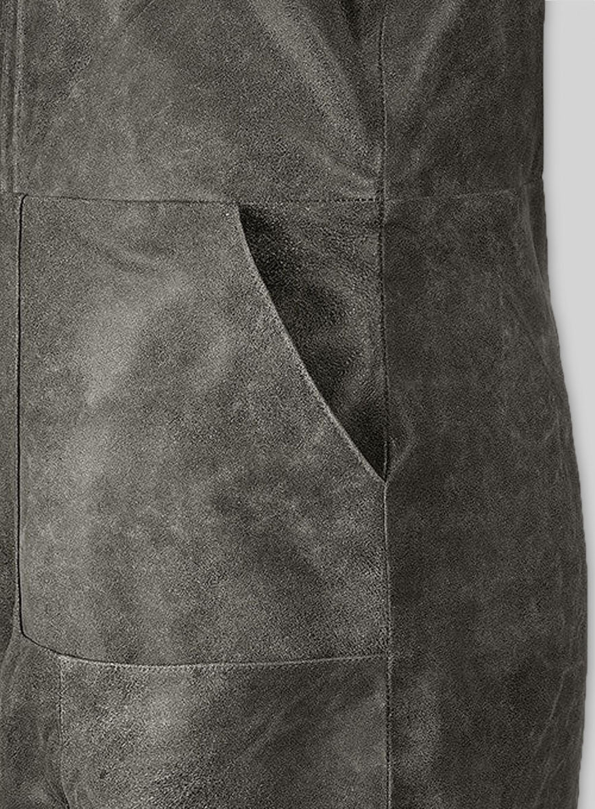 Vintage Dirty Gray Neve Campbell Leather Dress