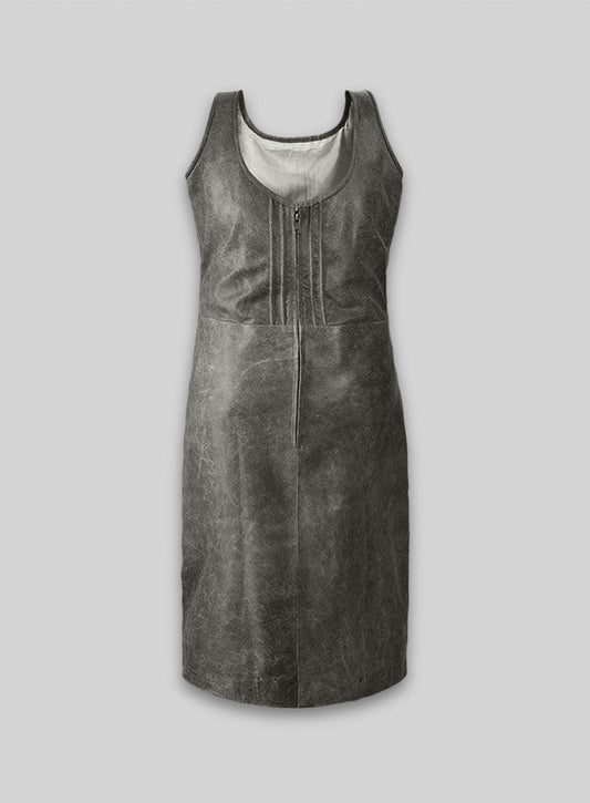Vintage Dirty Gray Neve Campbell Leather Dress