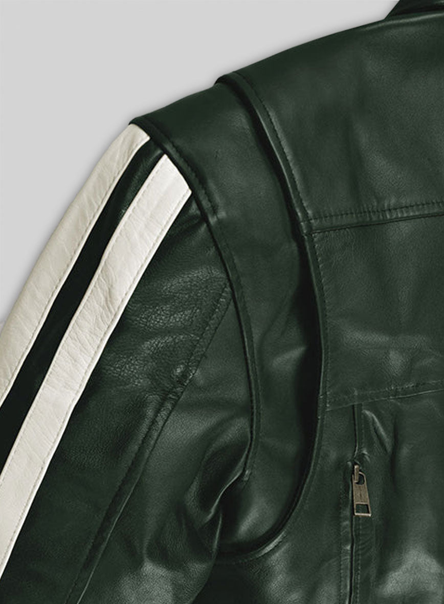 Vintage Green Robert Pattinson Leather Jacket #2