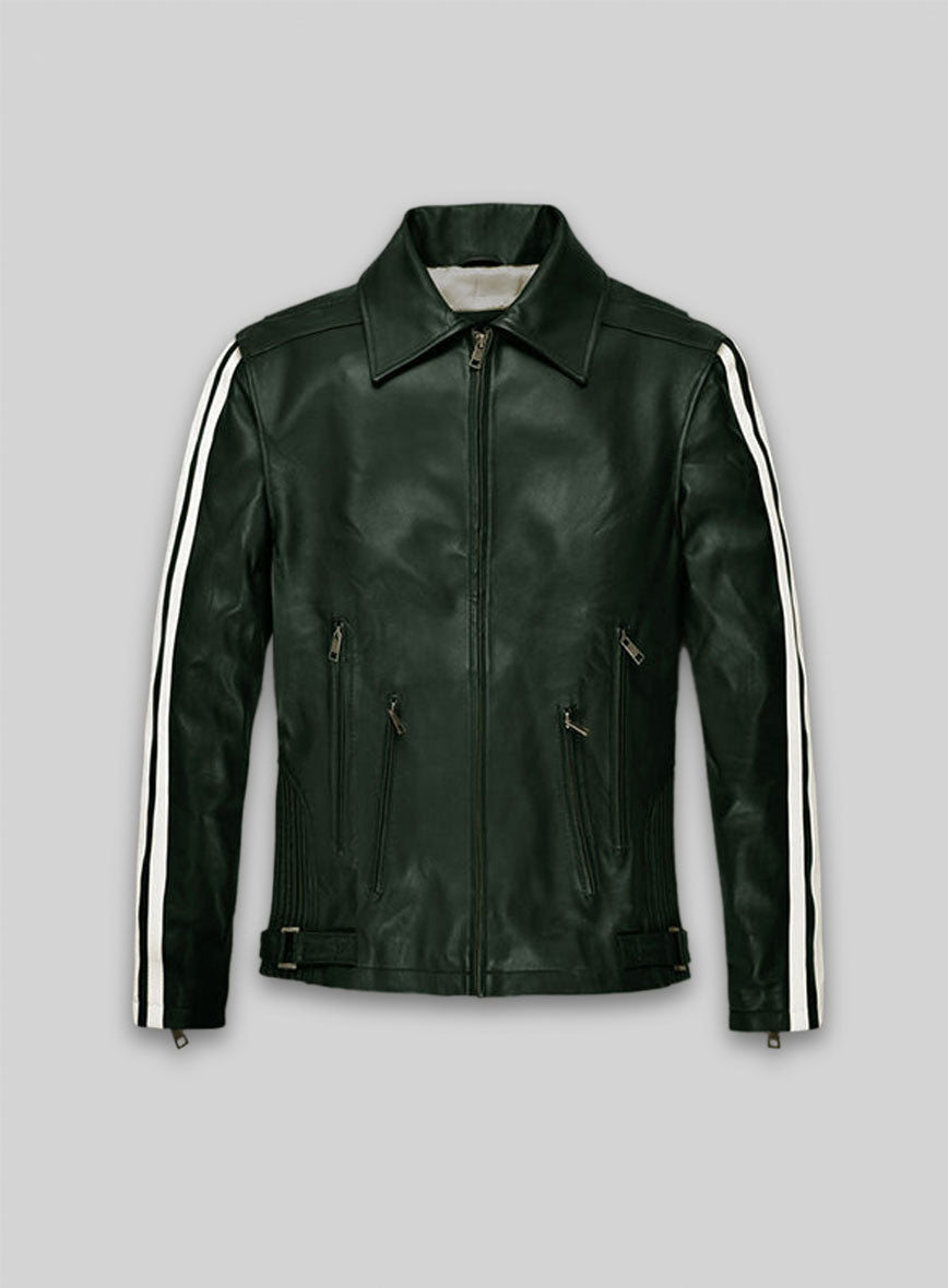 Vintage Green Robert Pattinson Leather Jacket #2