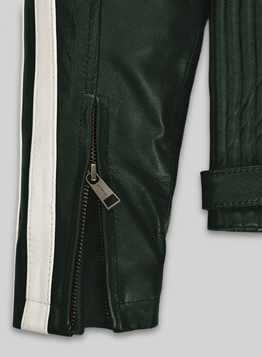 Vintage Green Robert Pattinson Leather Jacket #2