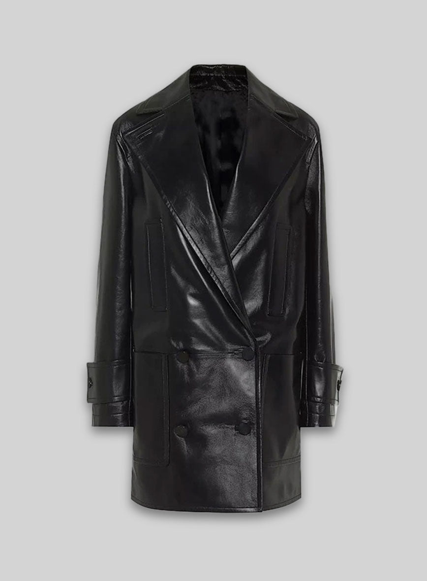 Vogue Doble Breasted Leather Trench Coat