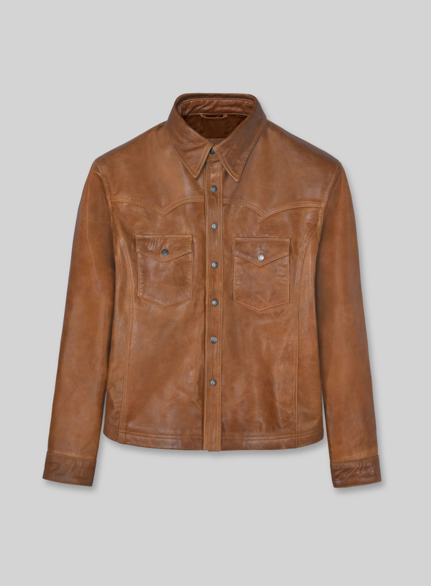 V Tab Leather Shirt Jacket