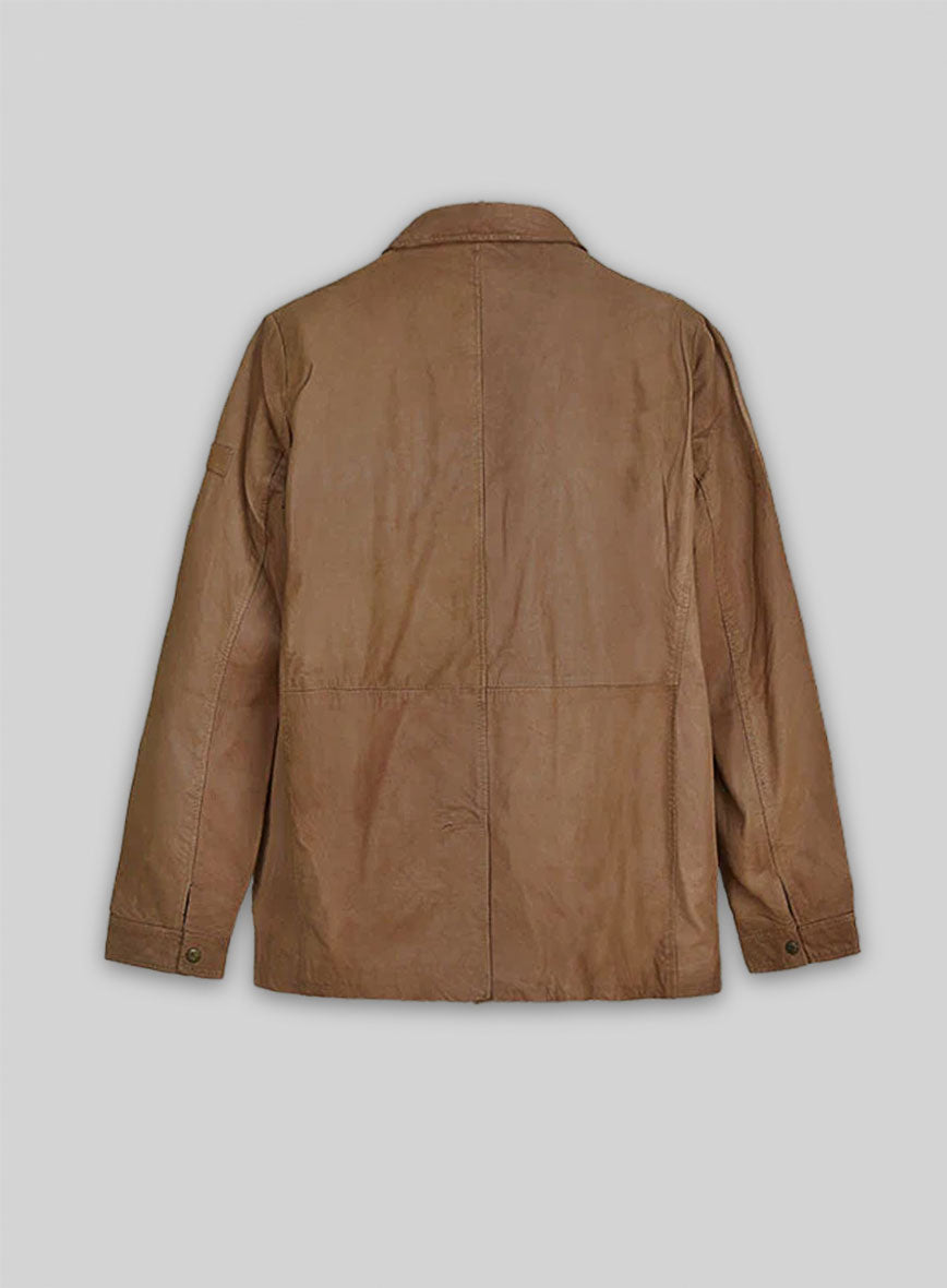 Washed Brown Leather Jacket #92 - XL Regular