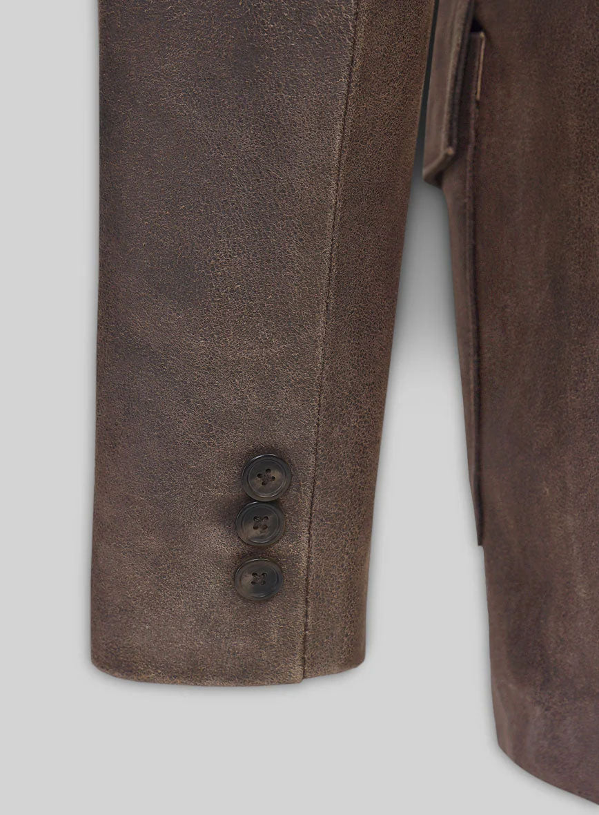 Vintage Brown Grain Western Leather Blazer