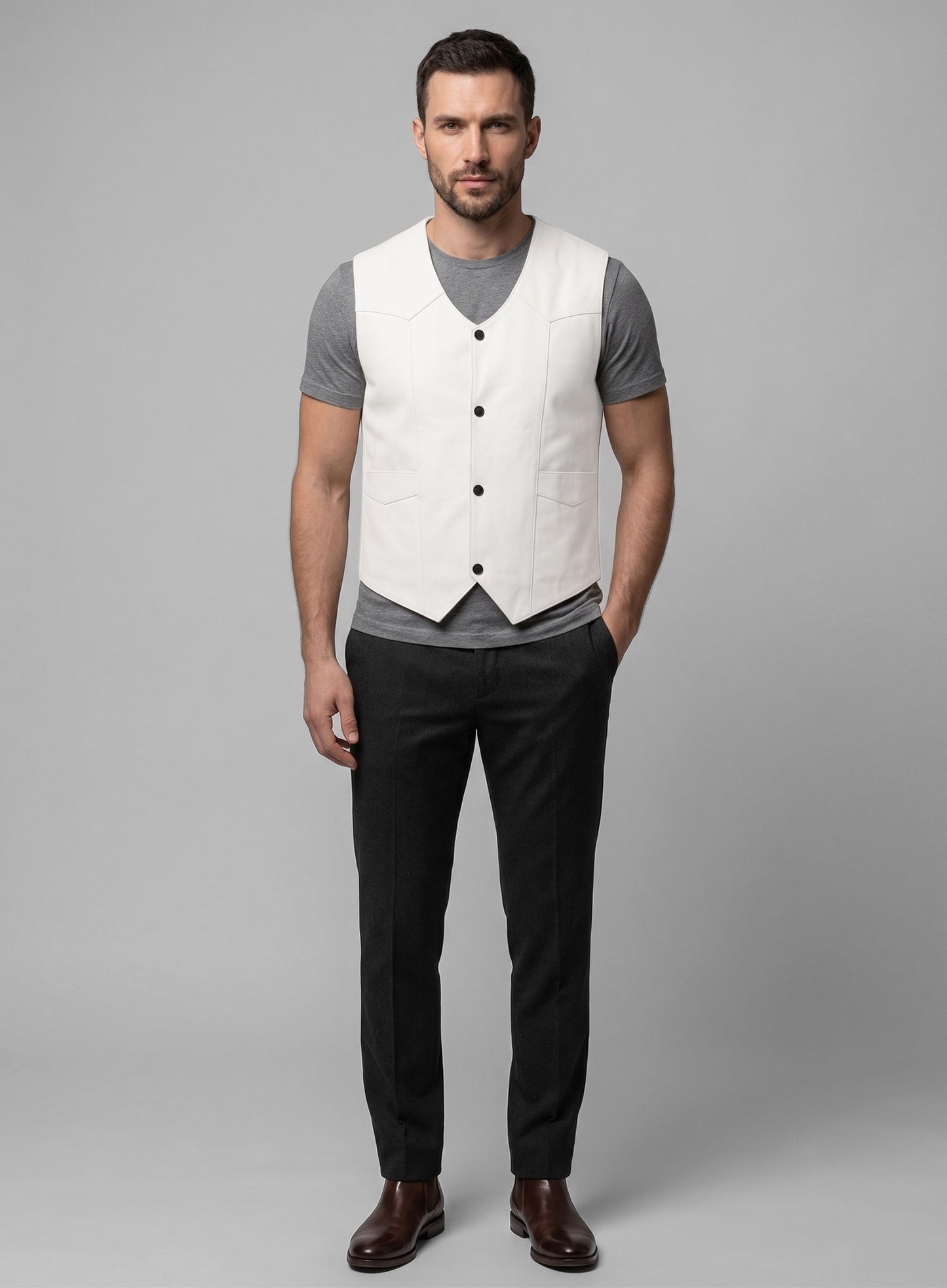 White Leather Vest # 306