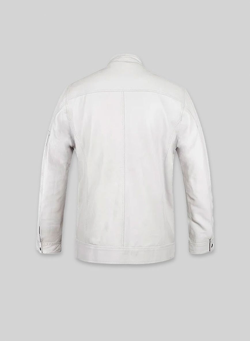 White Leather Jacket # 658