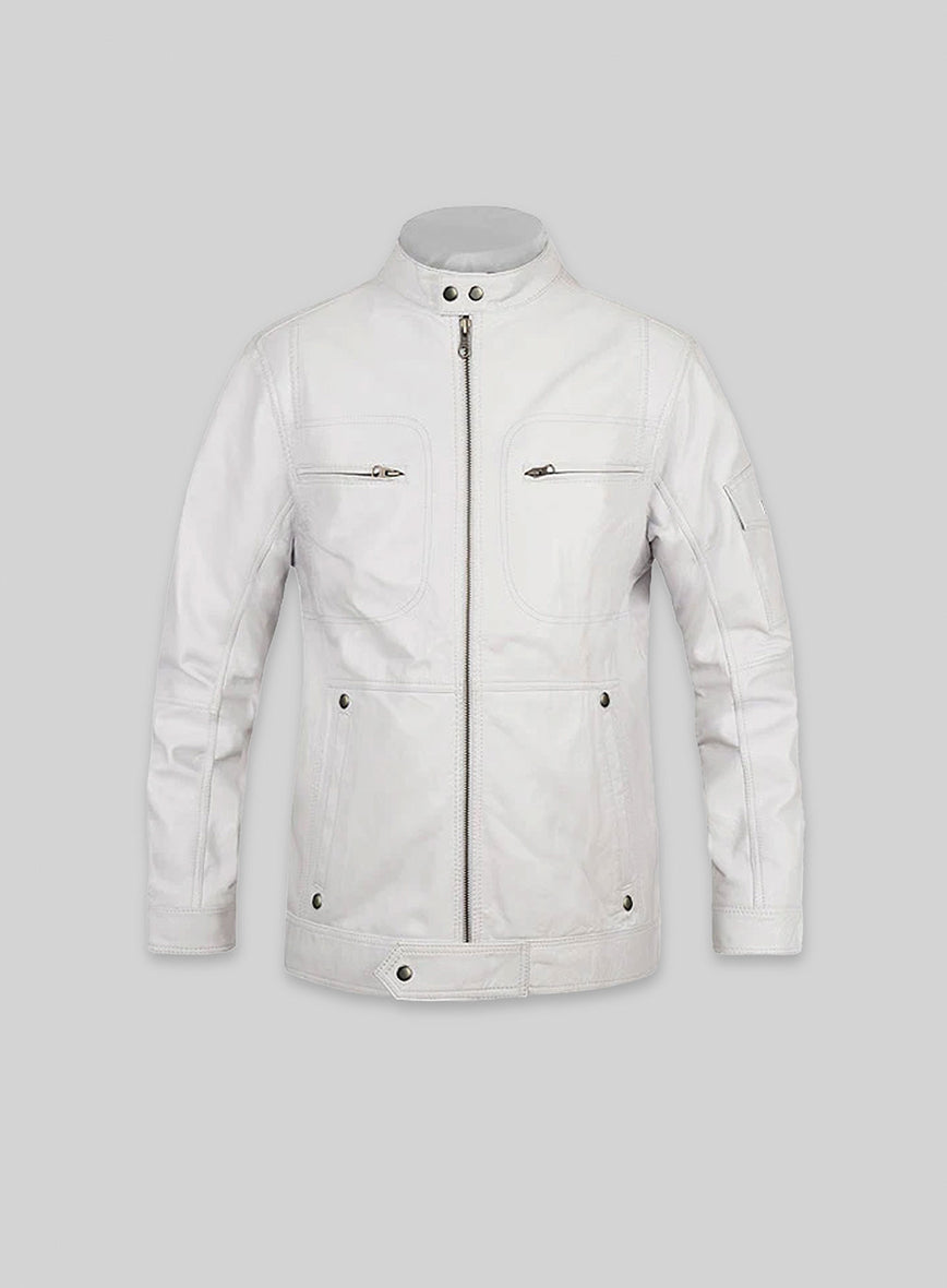 White Leather Jacket # 658