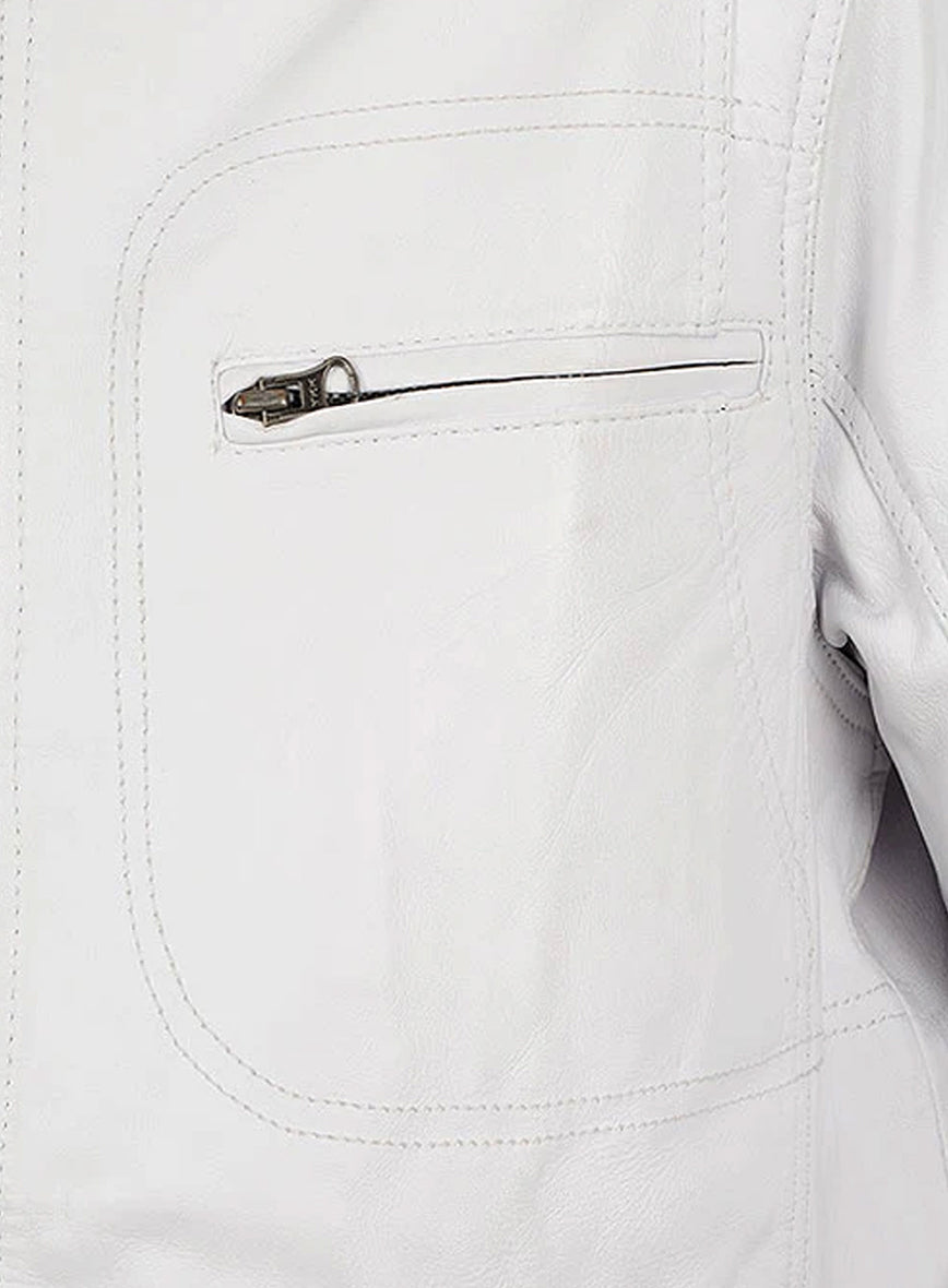 White Leather Jacket # 658