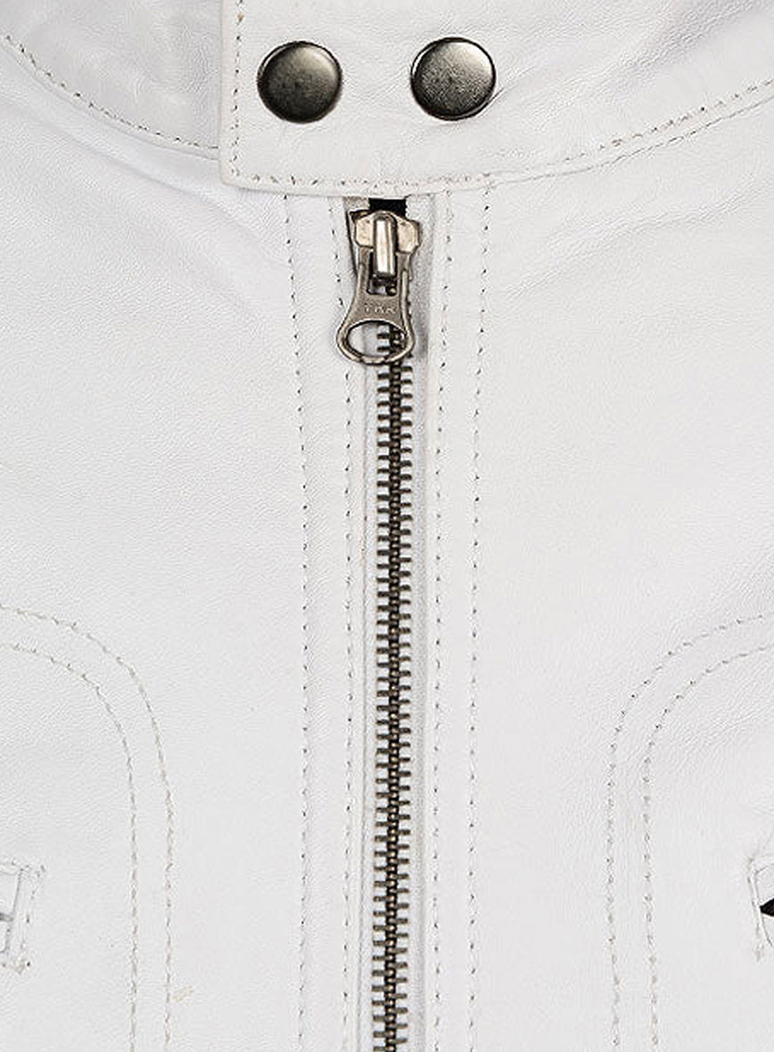 White Leather Jacket # 658