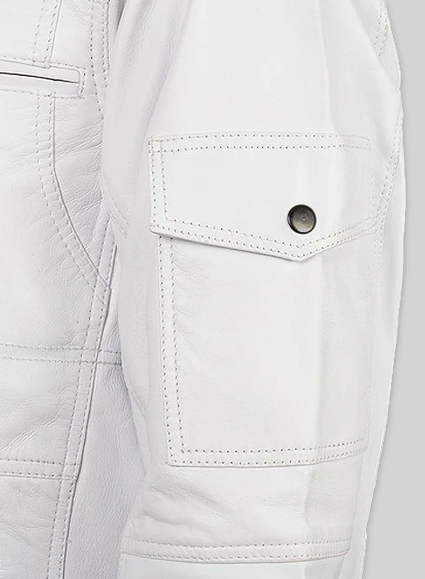 White Leather Jacket # 658