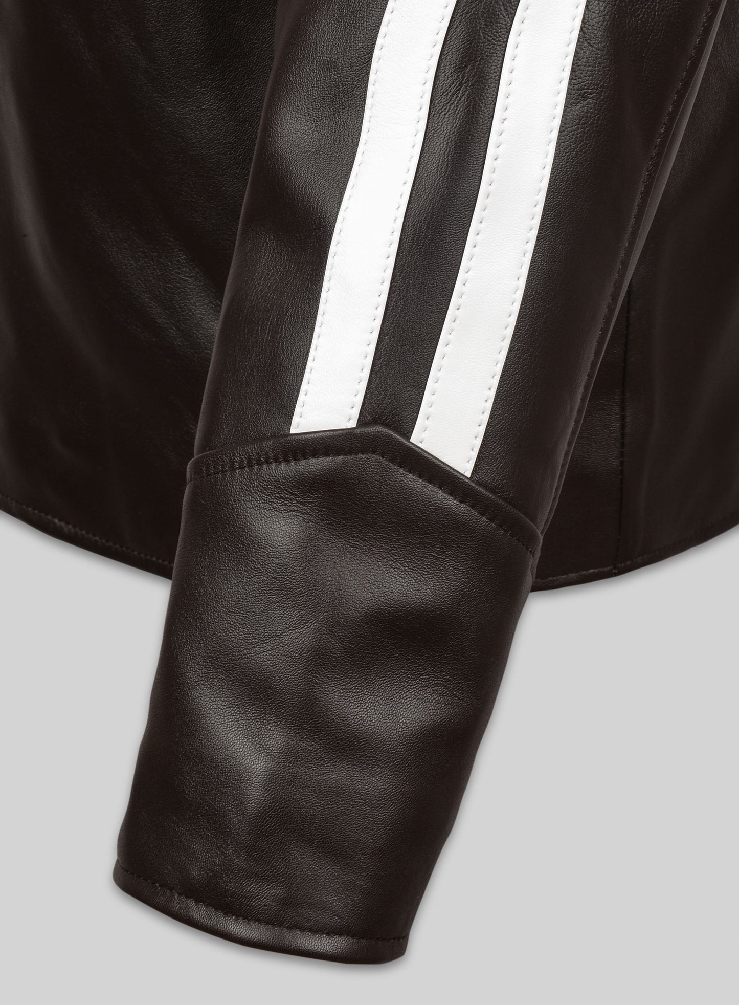 White Stripe Leather Jacket # 100
